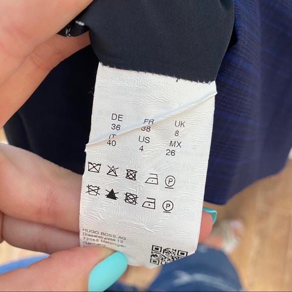 Hugo Boss Plaid Dristie Virgin Wool Blue Dress 4 - Picture 8 of 8